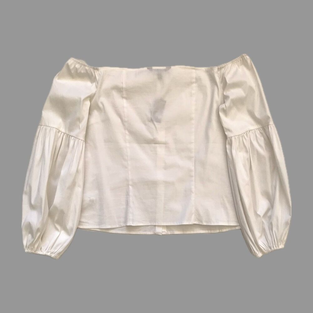 Express White Cotton Neutral Long Sleeve Off Shoulder Top Shirt Womens L